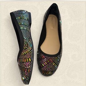 Black ballet Embellished Flats rhinestone bling